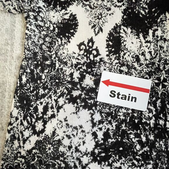 Soma Intimates Open Front Cardigan Knit Sweater Black White Print Size S *STAINS - Picture 11 of 12